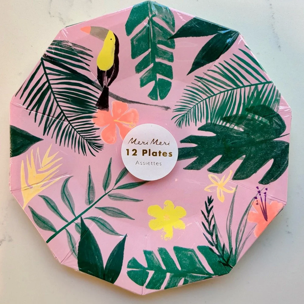 Tropical Party Tableware Set - Green and Pink